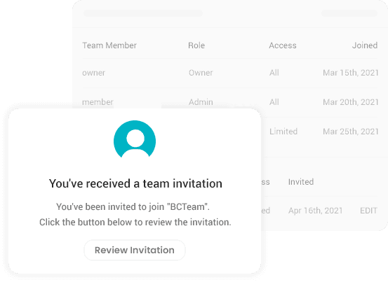 Invite team members and clients